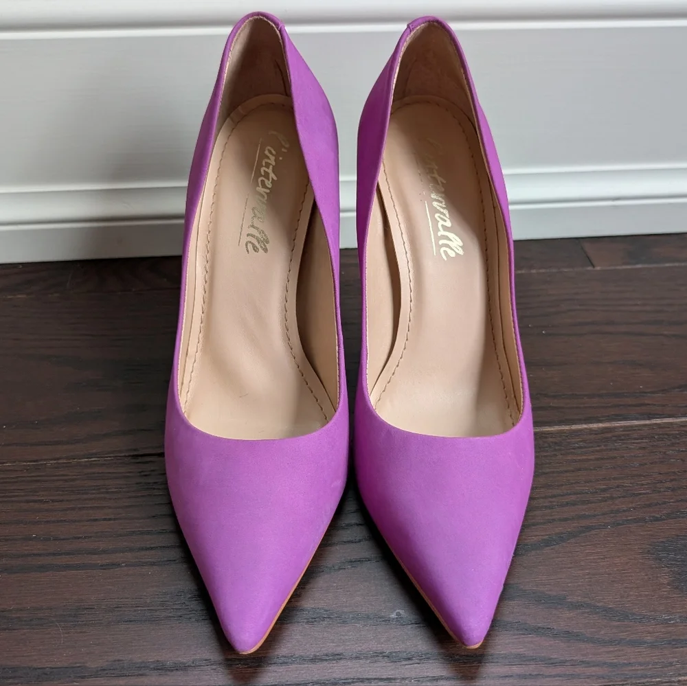 L'Intervalle purple leather stilletto pointed toe heels - Picture 2 of 7
